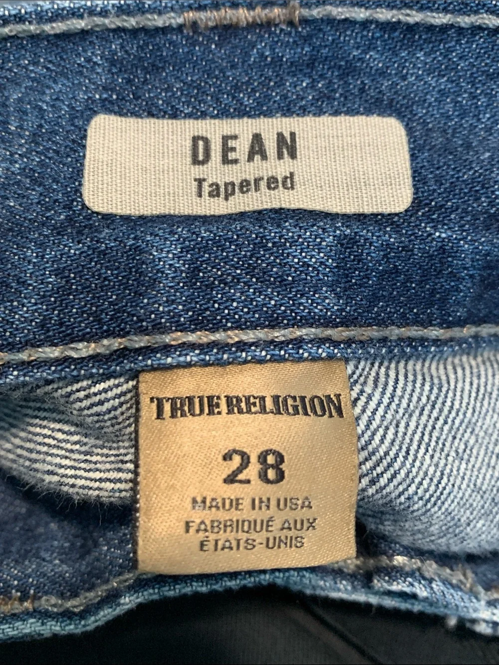 True Religion Slim Fit Distressed Blue Jeans